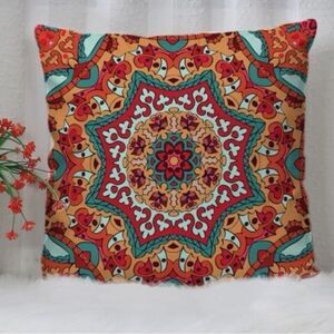 Western Bohemian Festival Mandela Print  Coastal Cowgirl Pillow Cover